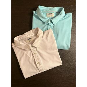 LINKSOUL Golf Polo Shirts Short Sleeve Men’s XL White & Teal 2 shirts